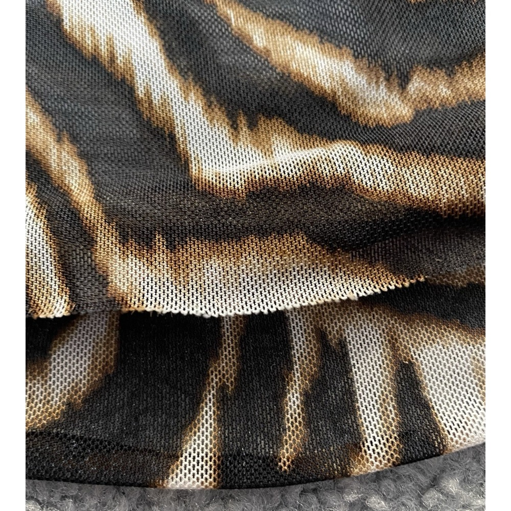 Tiger Print Tiered Mesh Maxi Dress Sz M Swimwear Cover Up Brown Beige Safari - Picture 10 of 11